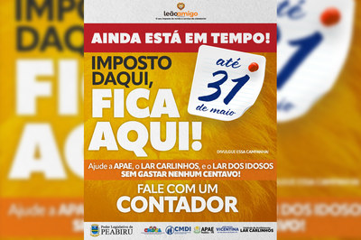 Leão Amigo de Peabiru: campanha estimula destinação de imposto de renda a instituições sociais sem custo adicional ao contribuinte