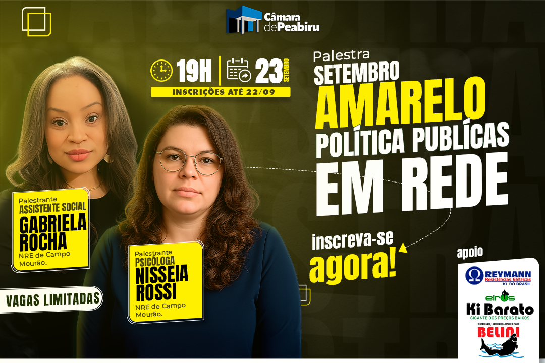 Setembro Amarelo: políticas públicas em rede serão tema de encontro na Câmara de Peabiru